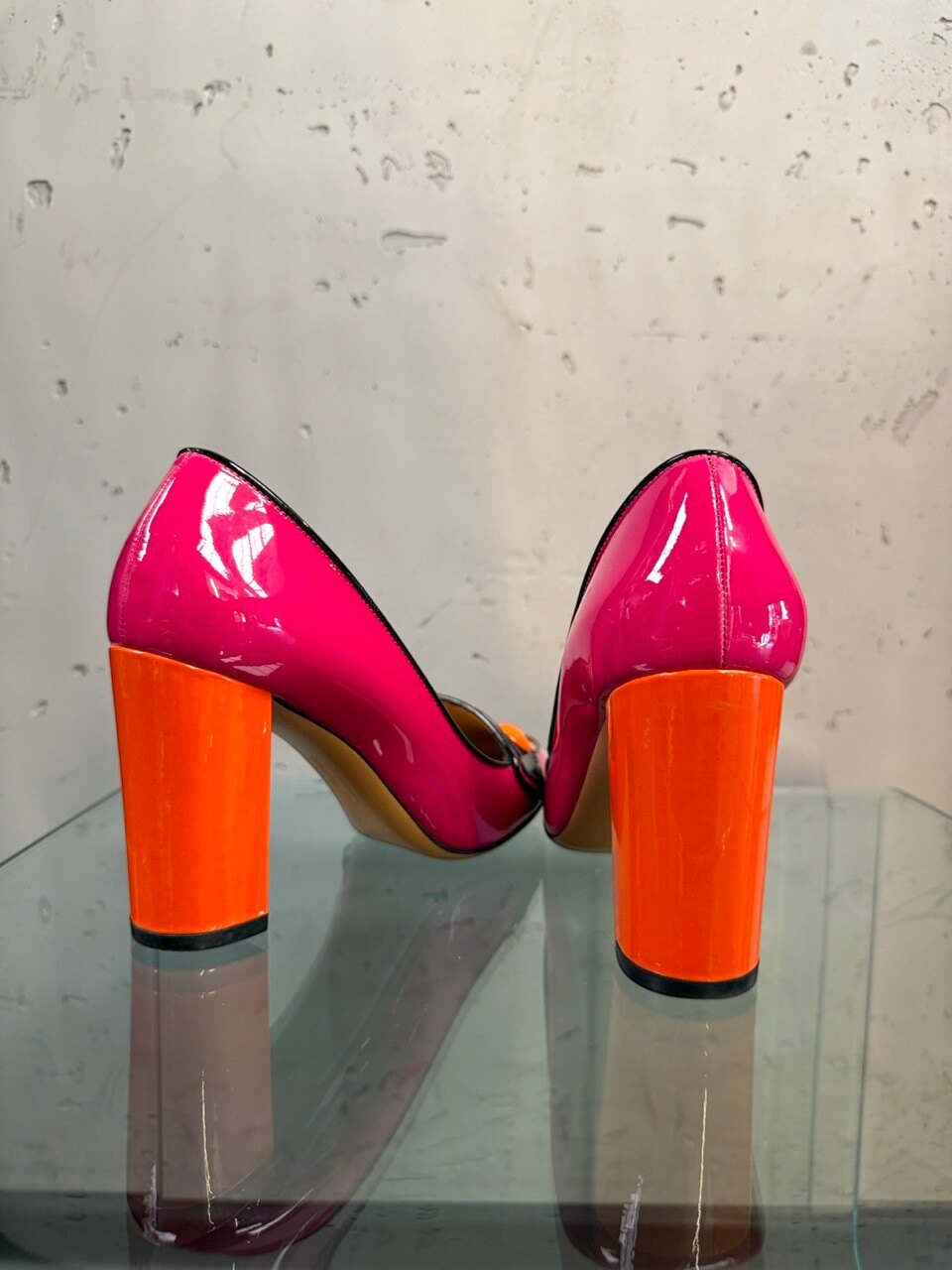 Ferragamo pumps, rear view of both heels