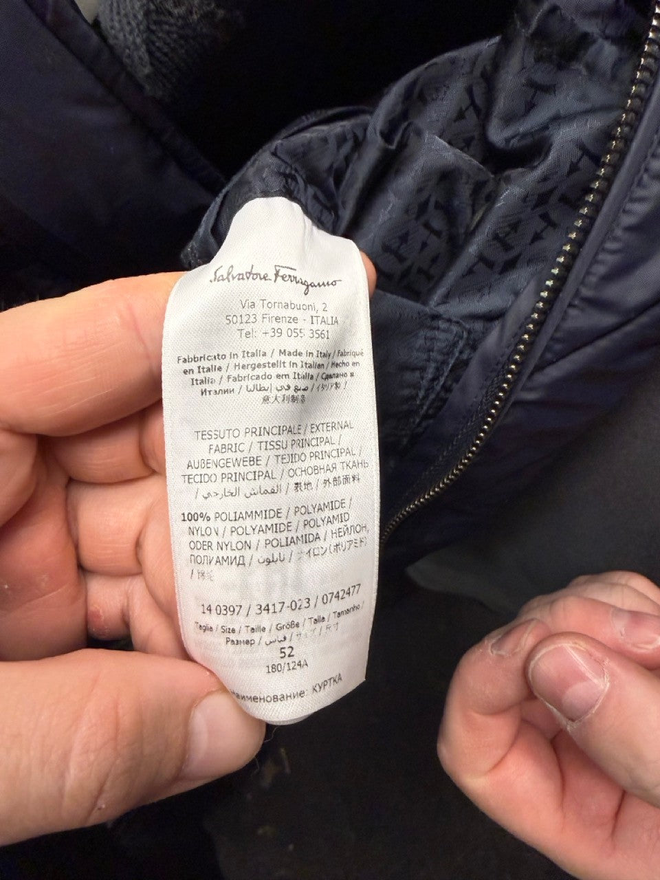 Salvatore Ferragamo bomber, care label made in Italy