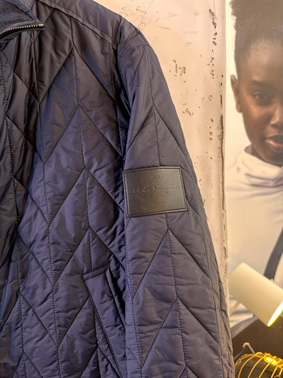 Salvatore Ferragamo bomber, diamond quilting and sleeve patch