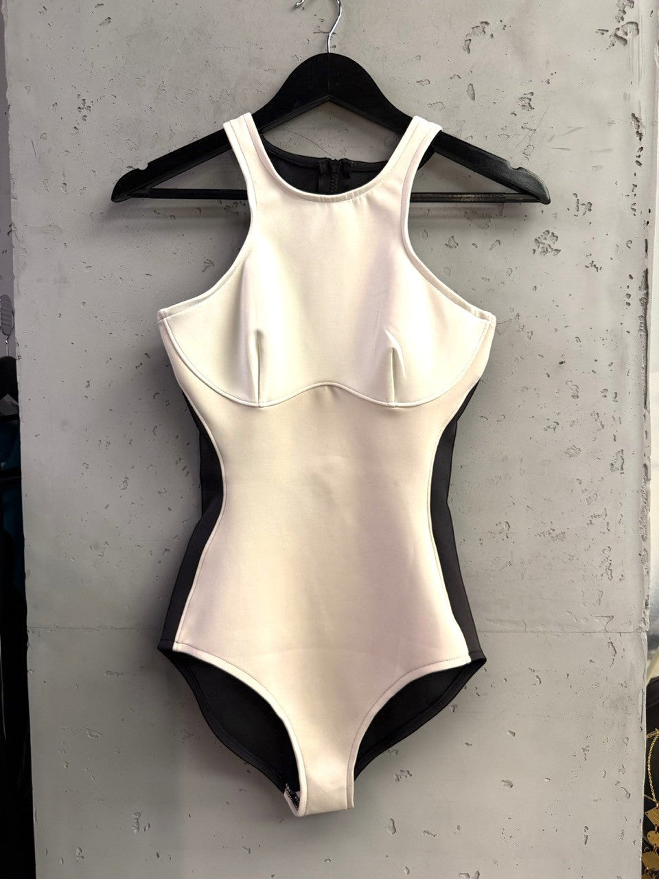 BERLIN VINTAGE CORNER Stella McCartney black and white color-blocked high-neck sleeveless one-piece swimsuit