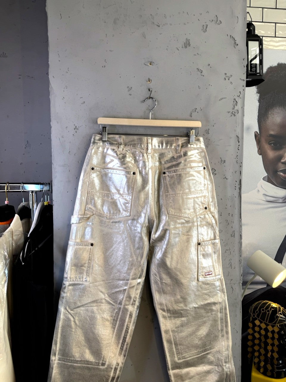 Supreme x MM6 Maison Margiela Silver Foil Painter Pants, utility pocket