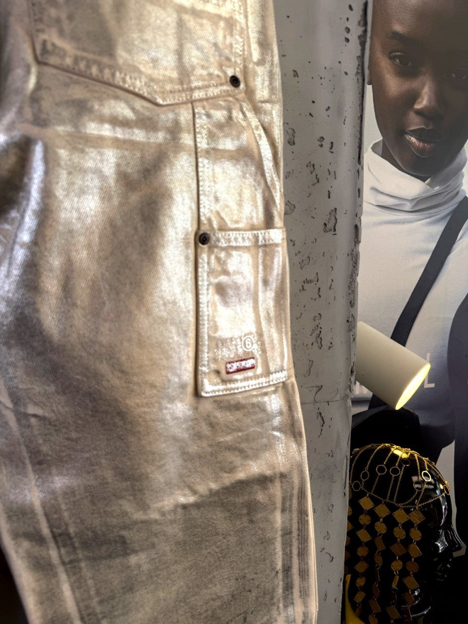 Supreme x MM6 Maison Margiela Silver Foil Painter Pants, foil texture