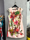 BERLIN VINTAGE CORNER Ted Baker blush pink sleeveless mini dress with vibrant oversized botanical floral print
