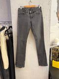 Grey skinny stretch jeans, full front view