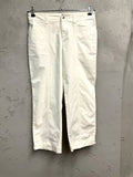 BERLIN VINTAGE CORNER white cotton blend cropped trousers with seam detailing and button-zip closure.
