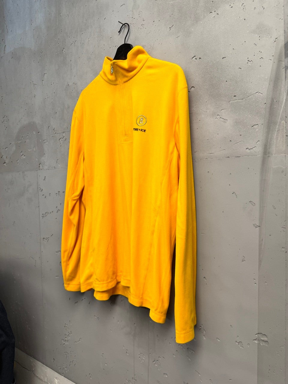 BERLIN VINTAGE CORNER yellow fleece quarter zip pullover with embroidered logo