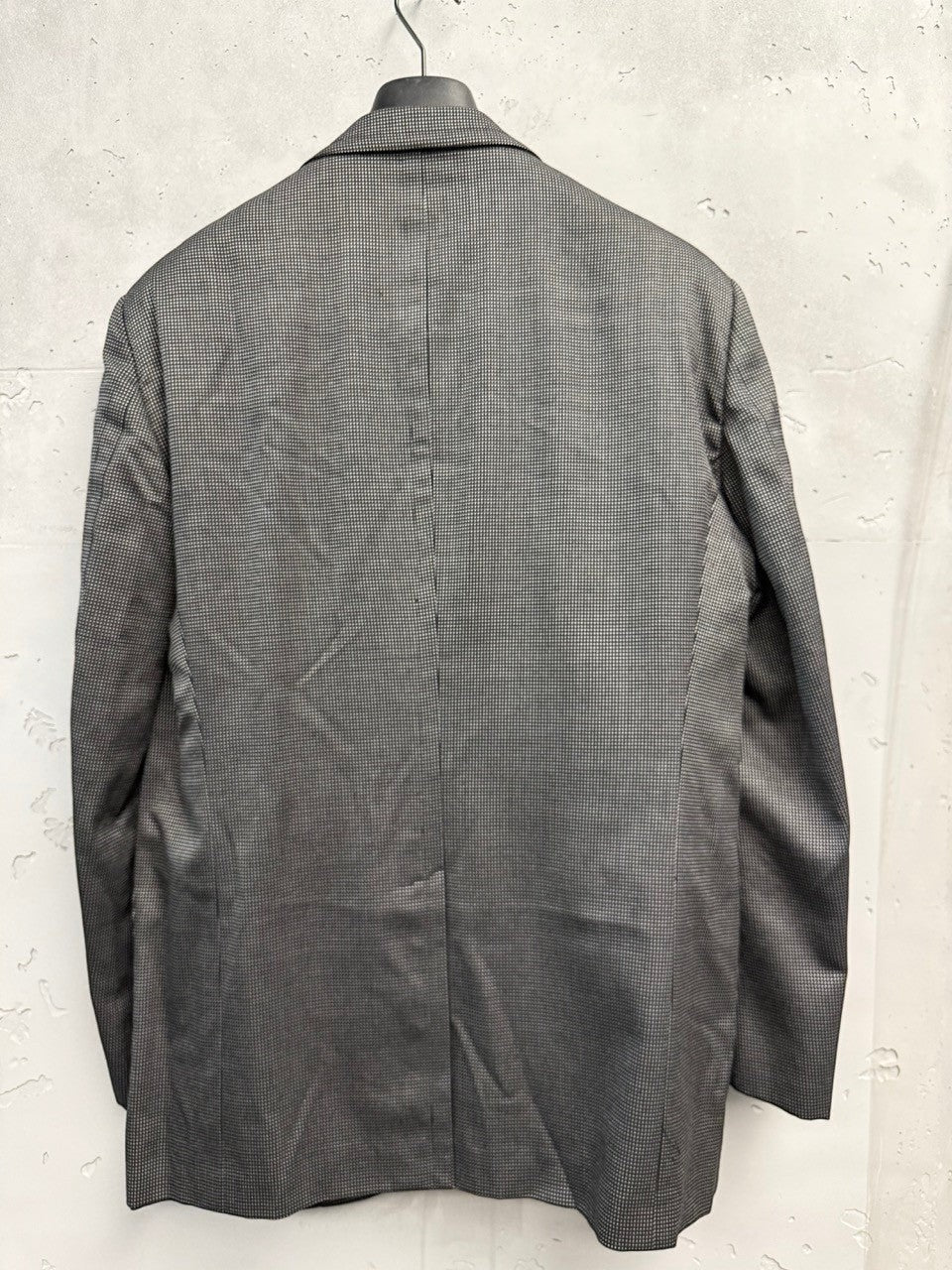 BERLIN VINTAGE CORNER Yves Saint Laurent grey micro-dot wool blend suit jacket with notched lapel.