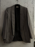 BERLIN VINTAGE CORNER Zadig & Voltaire grey glen plaid tailored blazer with black jacquard lining on a hanger