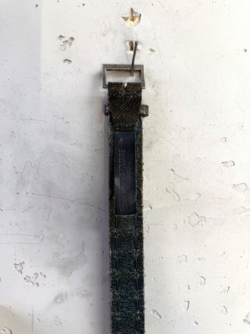 Zadig & Voltaire Studded Python Embossed Leather Belt