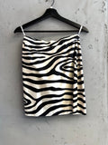 BERLIN VINTAGE CORNER black and white zebra print high waisted midi skirt with a comfortable waistband.