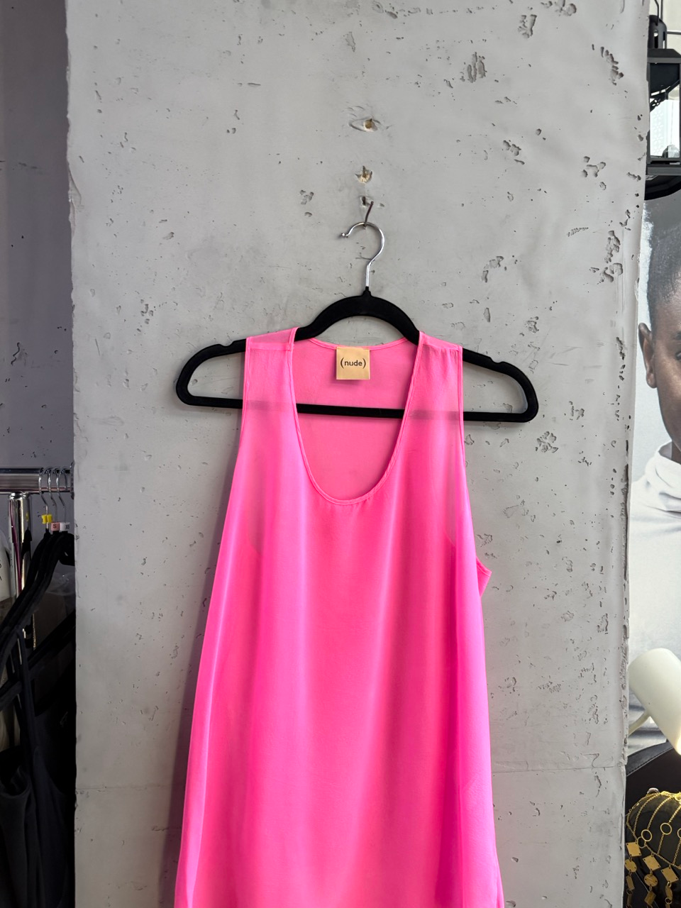 BERLIN VINTAGE CORNER Nude pink silk tank top, full length