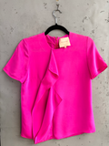 BERLIN VINTAGE CORNER Roksanda pink silk top with centre front ruffle, front view