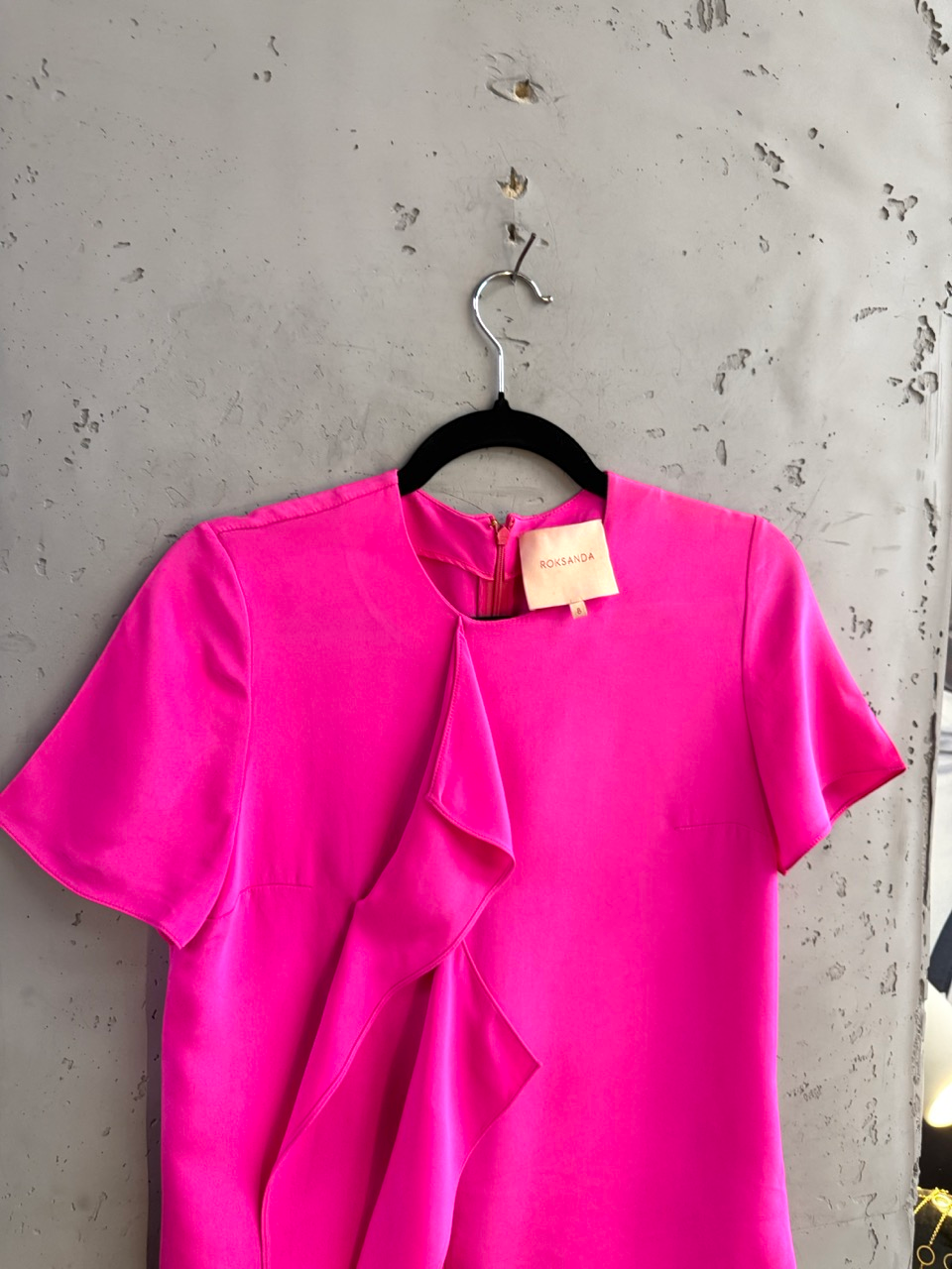 BERLIN VINTAGE CORNER Roksanda pink silk ruffle top on a hanger