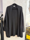 BERLIN VINTAGE CORNER Zadig & Voltaire charcoal cashmere cardigan, worn open, front view