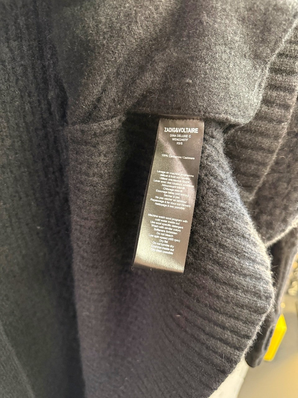 BERLIN VINTAGE CORNER Zadig & Voltaire interior label, DINA DELUXE C, 100 percent cashmere, size XS/S