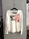 BERLIN VINTAGE CORNER Zadig & Voltaire white long sleeve tee with photo and pink ZV print