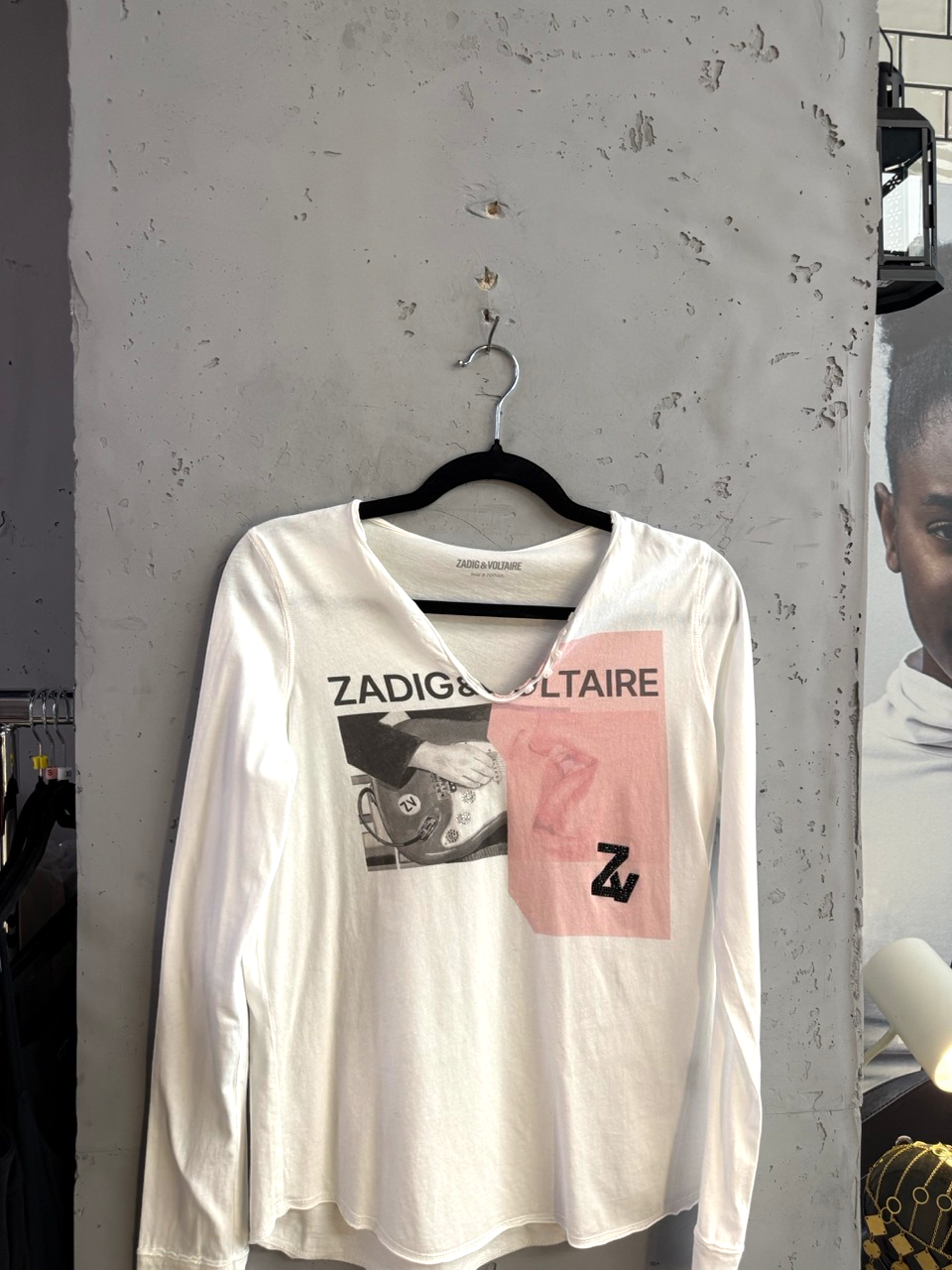 BERLIN VINTAGE CORNER Zadig & Voltaire graphic long sleeve tee on a hanger