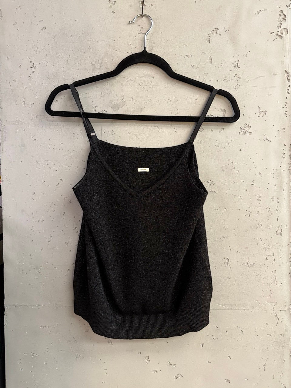 BERLIN VINTAGE CORNER Zadig & Voltaire lurex knit camisole, front view on a hanger
