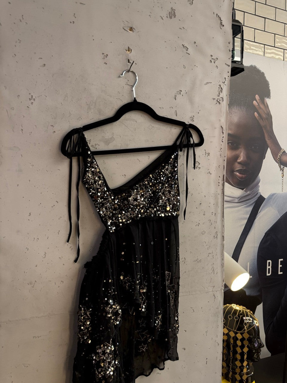 BERLIN VINTAGE CORNER Zadig & Voltaire sequin chiffon top on a hanger, asymmetric hem