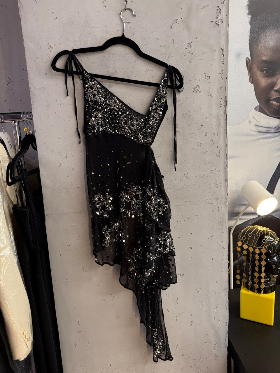 BERLIN VINTAGE CORNER Zadig & Voltaire sequin chiffon runway top, hanging full view