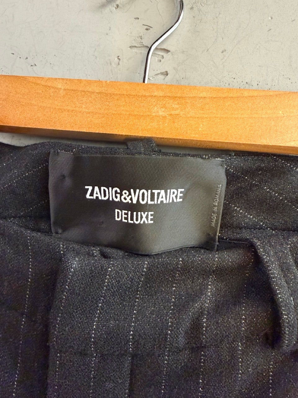 BERLIN VINTAGE CORNER Zadig & Voltaire Deluxe interior label on grey pinstripe trousers