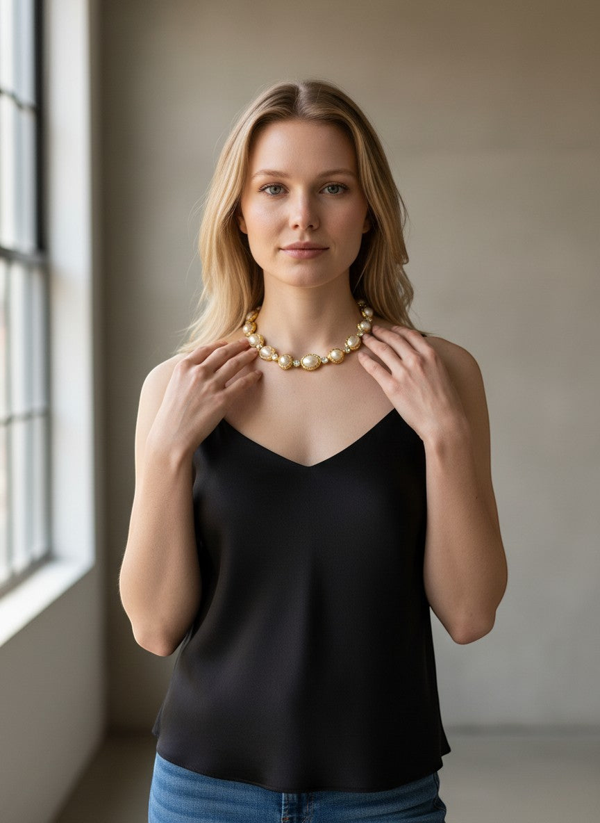 Christian Dior Pearl And Crystal Necklace